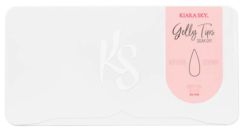 Kiara Sky Gelly Tips | Soak Off Soft Gel Nail Extensions | 500 pieces - 10 Sizes | Medium Stiletto - Image 1